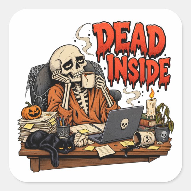 Dead Inside Skeleton Halloween Stickers (Front)