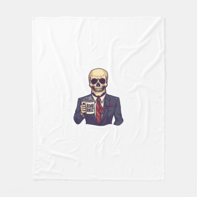 Dead Inside Skull – Funny Workday Skeleton Fleece Blanket (Front)