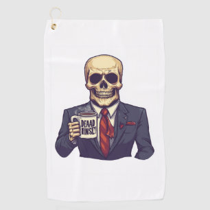 Dead Inside Skull – Funny Workday Skeleton Golf Towel