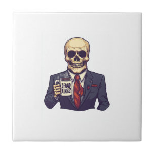 Dead Inside Skull � Funny Workday Skeleton Tile