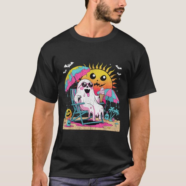 Dead Inside Tan Outside Funny Ghost Beach Art  T-Shirt (Front)