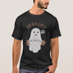 Dead Lift Embroidery Ghost Halloween Cute Boo Gym T-Shirt