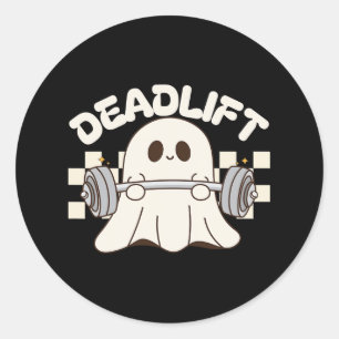 Dead Lift Funny Halloween Ghost Weight Lifting Wor Classic Round Sticker