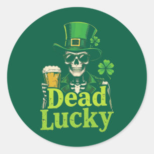 Dead Lucky – Irish Skeleton St. Patrick’s Day Classic Round Sticker