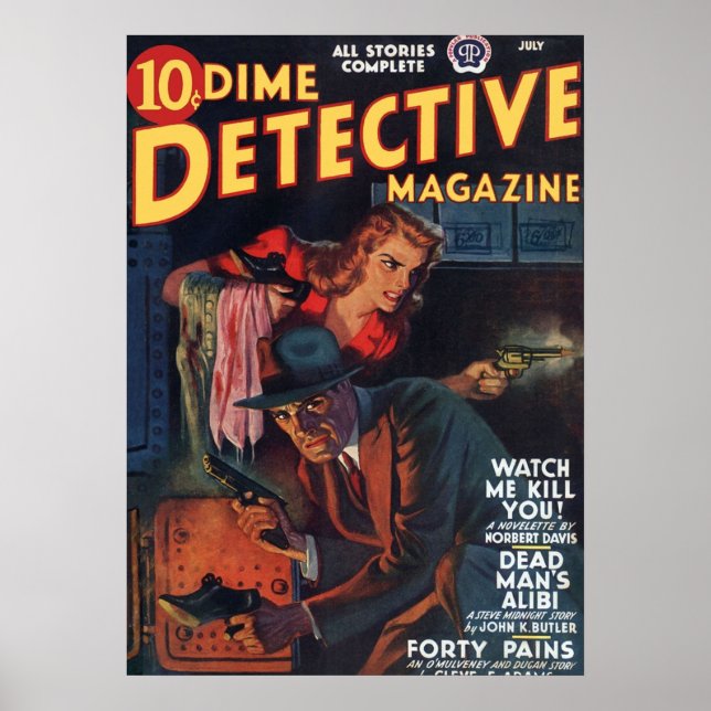 Dead Man39;s Alibi  Dime Detective Magazine Poster (Front)
