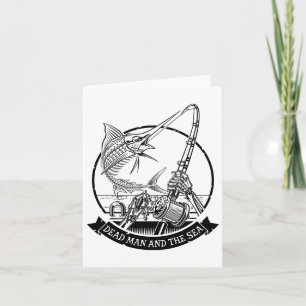 Dead Man And The Sea Dead Fish Skeleton Fishing Card