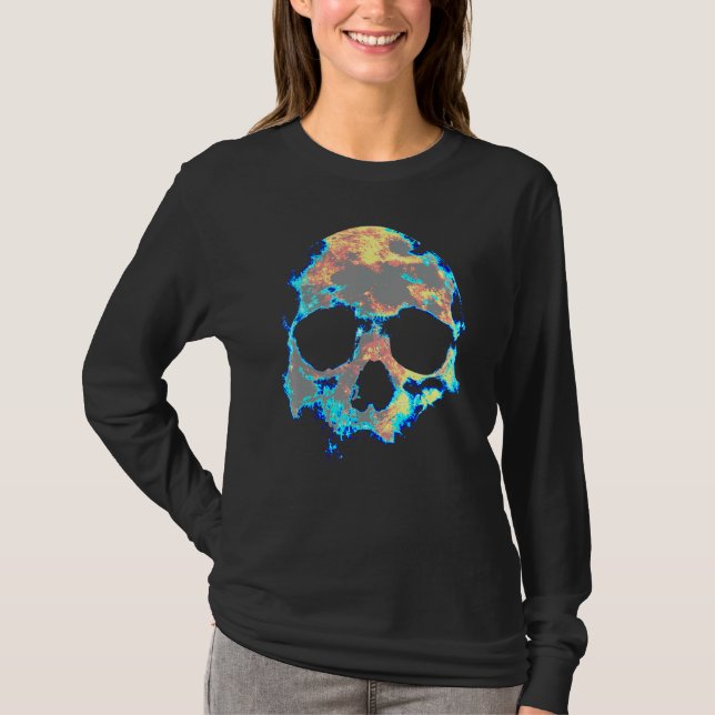 Dead Mans Skull Death Skeleton Head Bones Cool Sku T-Shirt (Front)