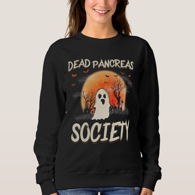 Dead Pancreas Society Ghost Diabetes Awareness Hal Sweatshirt (Front)