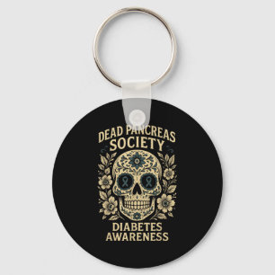 Dead Pancreas Society - Sugar Skull Ribbon Design Key Ring