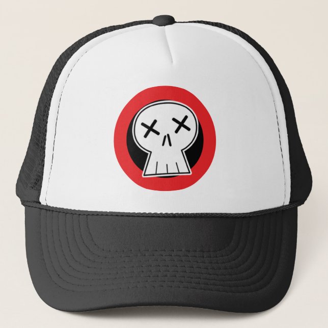 "Dead" Skull Red Target Trucker Hat (Front)
