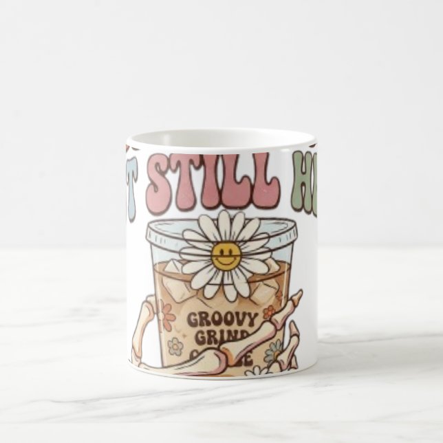 Dead Tired But Still Here Retro Skeleton Coffee Mug (Center)