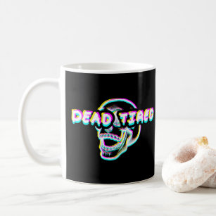 Dead Tired Glitchy CMYK Skull Coffee Mug