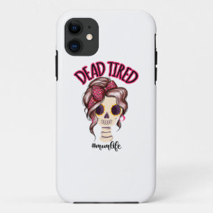 Dead Tired Mum Life Skeleton Messy Bun Bandanna Case-Mate iPhone Case