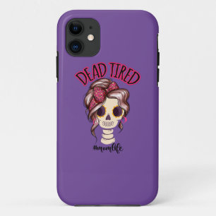 Dead Tired Mum Life Skeleton Messy Bun Bandanna Case-Mate iPhone Case