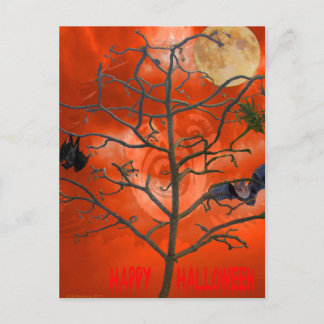 Dead Tree amongst an Orange Scary Sky Postcard