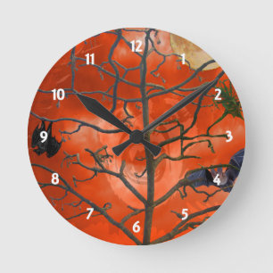 Dead Tree amongst an Orange Scary Sky Wall Clock