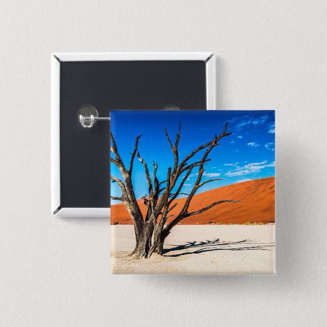 Dead tree in Deadvlei, Namibia 15 Cm Square Badge (Front & Back)