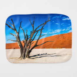 Dead tree in Deadvlei, Namibia Burp Cloth