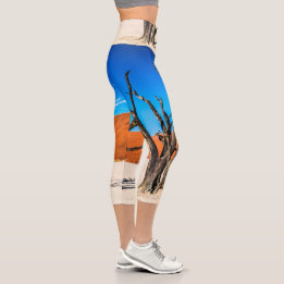 Dead tree in Deadvlei, Namibia Capri Leggings