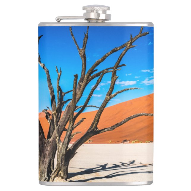 Dead tree in Deadvlei, Namibia Hip Flask (Front)