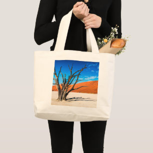 Dead tree in Deadvlei, Namibia Large Tote Bag