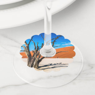 Dead tree in Deadvlei, Namibia Wine Glass Tag