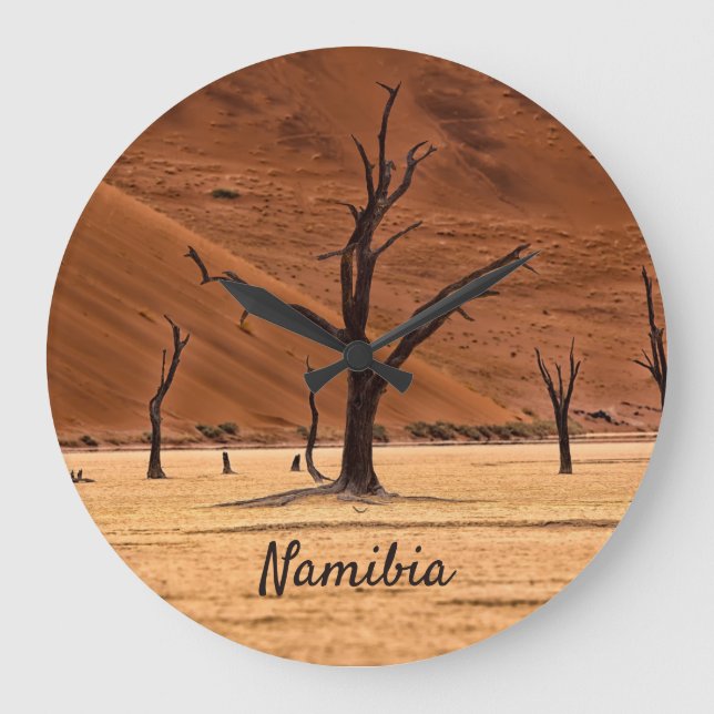 Dead Vlei Namibia landscape photo with text Large Clock (Front)