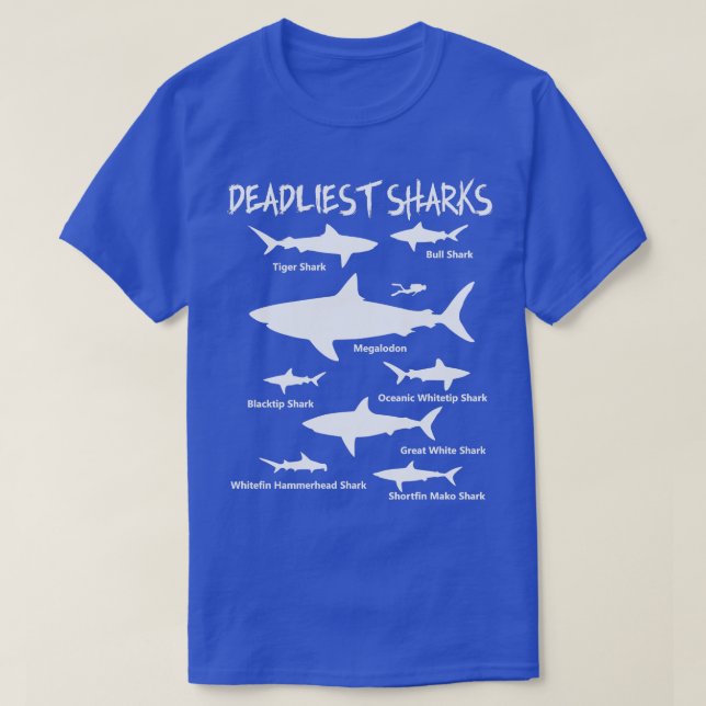 Deadliest Sharks Of All Time T-Shirt (Design Front)