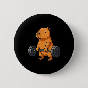 Deadlift Capybara Funny Fitness Capy Lover Gym Men 6 Cm Round Badge