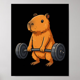 Deadlift Capybara Funny Fitness Capy Lover Gym Men Poster