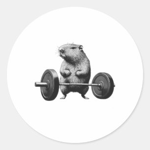 Deadlift Capybara Funny Fitness Rodent Lover Worko Classic Round Sticker