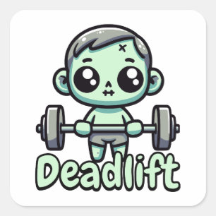Deadlift! Cute Deadlifting Zombie Pun Square Sticker