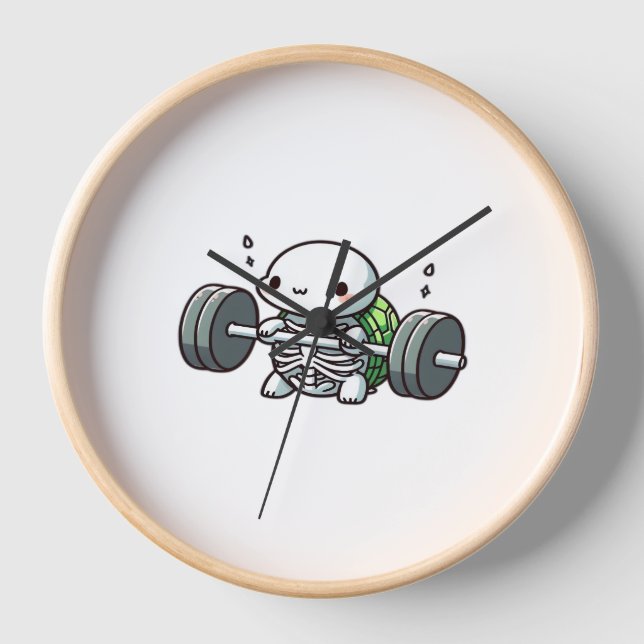 Deadlift Cute Turtle Classic T-Shirt Clock (Front)