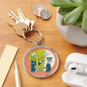 Deadlift Dinosaur - Triceratop Weight Lifting Key Ring
