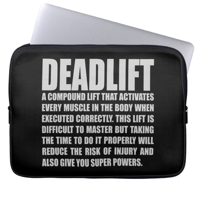 Deadlift - Funny Workout Motivational Laptop Sleeve (Front)