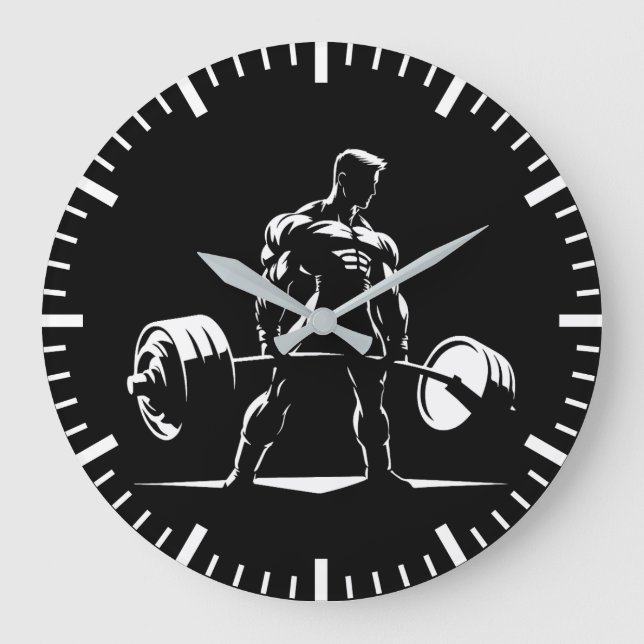 Deadlift - Motivational Gym, Workout Fitness Anime Large Clock (Front)