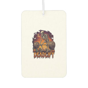 Deadlift Skeleton Barbell Halloween Pumpkins Grave Car Air Freshener