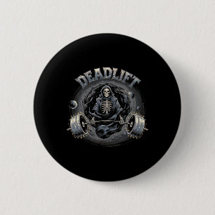Deadlift Skeleton Gift Fitness Goth Tarot Card Gym 6 Cm Round Badge