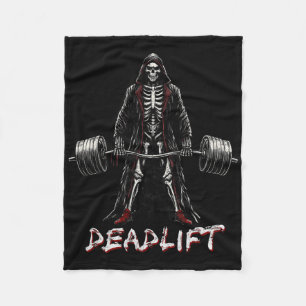 Deadlift Skeleton Halloween Gym Jokes Weightliftin Fleece Blanket