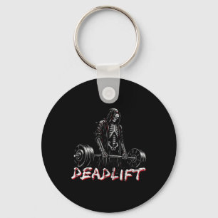 Deadlift Skeleton Halloween Gym Jokes Weightliftin Key Ring