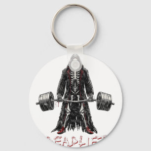 Deadlift Skeleton Halloween Gym Jokes Weightliftin Key Ring