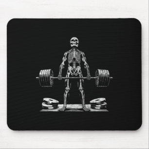 Deadlift Skeleton Halloween Gym Jokes Weightliftin Mouse Pad
