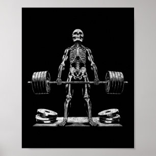 Deadlift Skeleton Halloween Gym Jokes Weightliftin Poster
