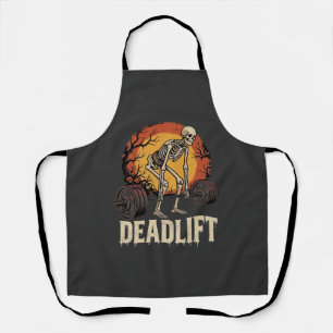 Deadlift Skeleton Halloween Gym Workout Design Apron