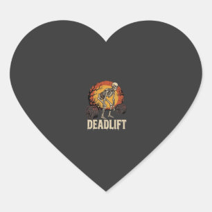 Deadlift Skeleton Halloween Gym Workout Design Heart Sticker