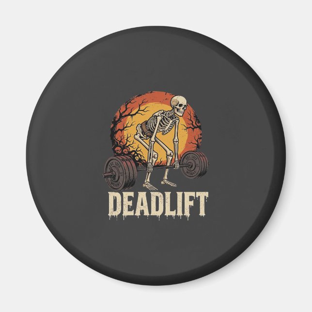 Deadlift Skeleton Halloween Gym Workout Design Magnet (Front)