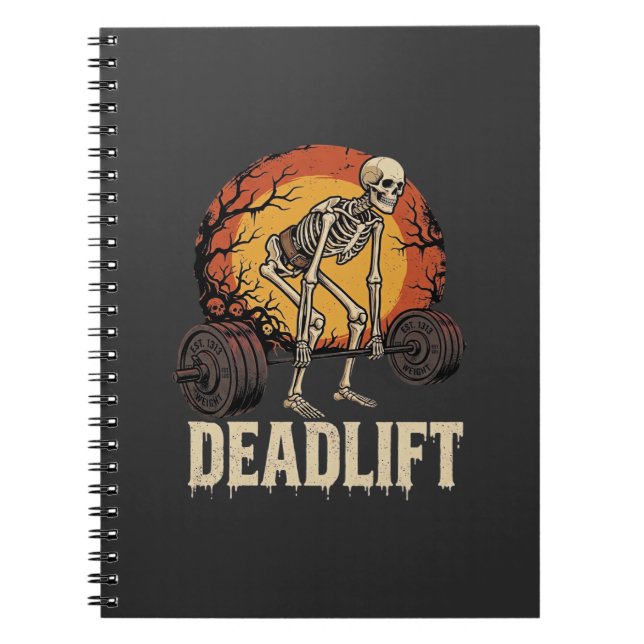 Deadlift Skeleton Halloween Gym Workout Design Notebook (Front)