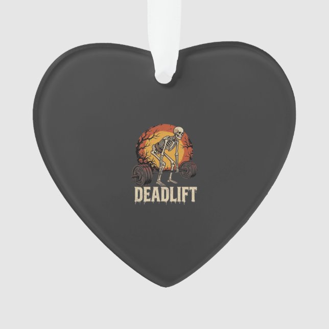 Deadlift Skeleton Halloween Gym Workout Design Ornament (Front)