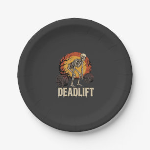 Deadlift Skeleton Halloween Gym Workout Design Paper Plate