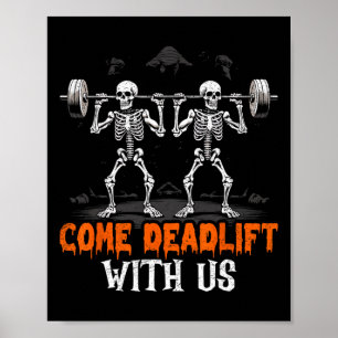 Deadlift Skeleton Weightlifter Bodybuilder Workout Poster